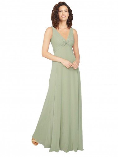 Cheap Knotted Bodice Chiffon Bridesmaid Dress