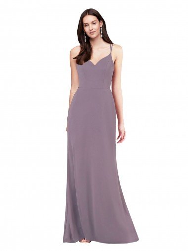 Cheap Simple Floor-Length Chiffon Formal Bridesmaid Dress with Criss-Cross Back