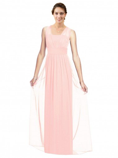 Cheap V-Neck Full Length Chiffon Bridesmaid Dress