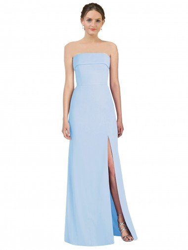 Cheap Strapless Trumpet Chiffon Formal Bridesmaid Dress with Thigh high Slit