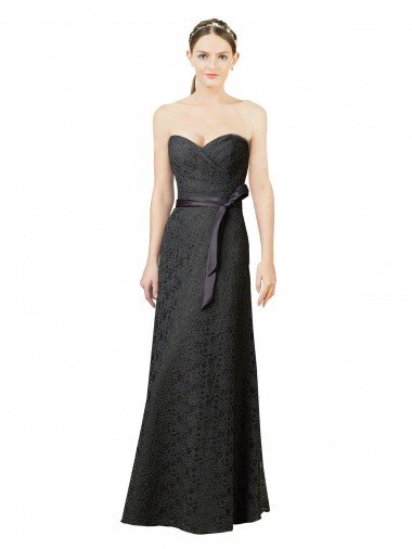 Cheap Strapless Lace Bridesmaid Dress with Sweetheart Neckline