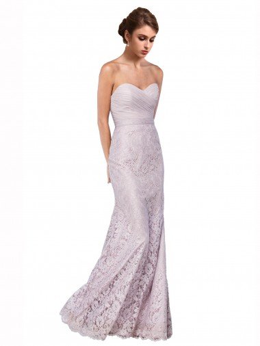 Cheap Floor Length Fitted Sweetheart Lace Bridesmaid Dress / Prom Dress