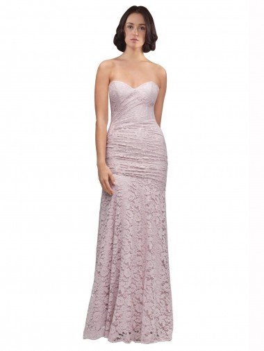 Cheap Floor Length Long Mermaid Lace Bridesmaid Dress / Prom Dress with Low Back