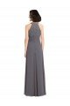 Long Chiffon Bridesmaid Dress with Corded Lace Bodice