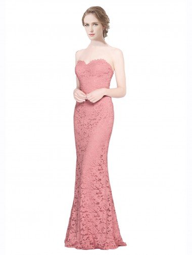 Cheap Fitted Sweetheart Mermaid Lace Bridesmaid Dress / Prom Dress