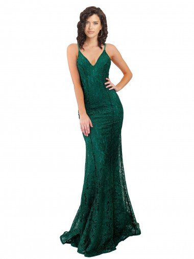 Cheap Black Tie Sleek Fishtail Shaped Long Lace Bridesmaid Dress / Prom Dress
