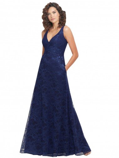 Cheap Chantilly Lace V-Neck Bridesmaid Dress