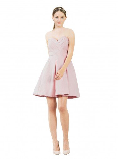 Cheap Short Knee Length Sweetheart Satin Cocktail Bridesmaid Dress