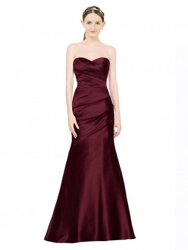 Cheap Mermaid Sweetheart Soft Formal Satin Bridesmaid Dress / Prom Dress with Pleats