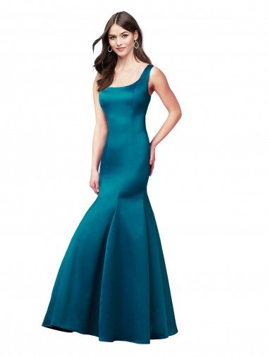 Cheap Long Sleek Satin Bridesmaid Dress / Prom Dress with U-Back
