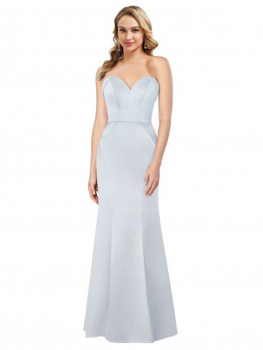 Cheap Old Hollywood-Inspired Strapless Formal Satin Bridesmaid Dress / Prom Dress