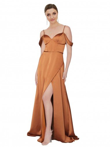 Cheap Formal Silky Satin Bridesmaid Dress / Prom Dress with Bustier Bodice