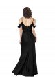 Off the Shoulder Sleeves Formal Silky Satin Bridesmaid Dress / Prom Dress with Skirt Slit