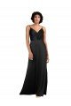 Full Length V-Neckline Formal Silky Satin Bridesmaid Dress / Prom Dress with Spaghetti Straps