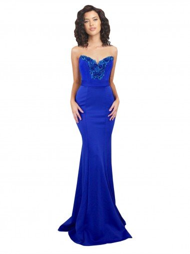 Cheap Sweetheart Flower Neckline High Neck Formal Crepe Bridesmaid Dress / Prom Dress