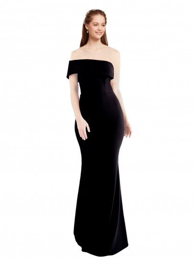 Cheap Asymmetrical Draped Off the Shoulder Banded Formal Crepe Bridesmaid Dress / Prom Dress