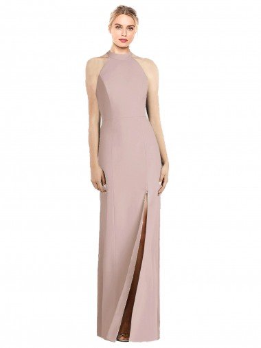 Cheap High Neck Cutout Halter Trumpet Bridesmaid Dress
