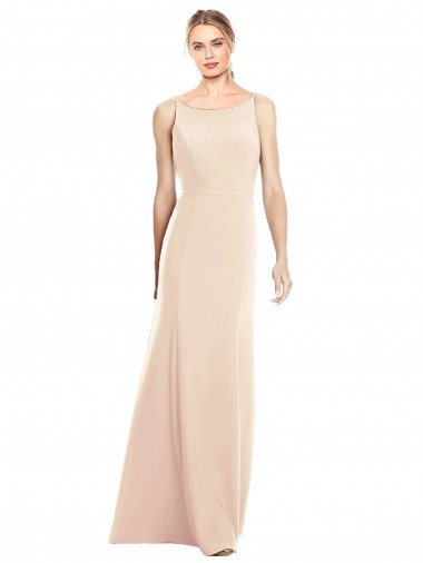 Cheap V-Spaghetti Strap Open Back Bateau Neck Trumpet Bridesmaid Dress / Prom Dress