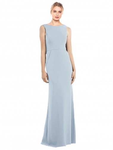 Cheap Draped Backless Crepe Bridesmaid Dress / Prom Dress with Pockets
