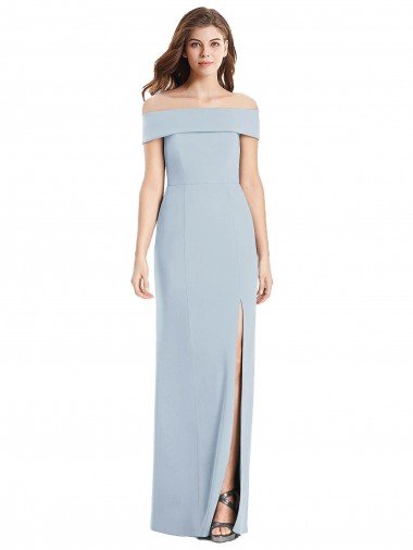 Cheap Cuffed Off the Shoulder Long Trumpet Bridesmaid Dress / Prom Dress