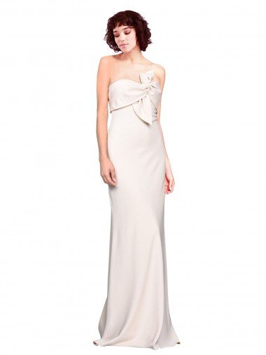 Cheap Strapless Crepe Fitted Bridesmaid Dress / Prom Dress with Twist Bow