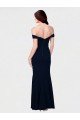 Mermaid Off the Shoulder Long Formal Crepe Bridesmaid Dress / Prom Dress with Low Back