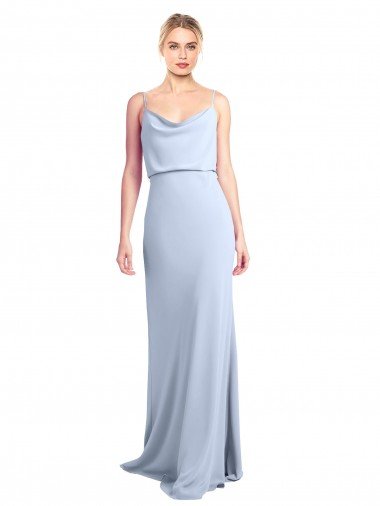 Cheap Feminine Cowl Neck Slim Floor Length Stretch Formal Crepe Bridesmaid Dress / Prom Dress