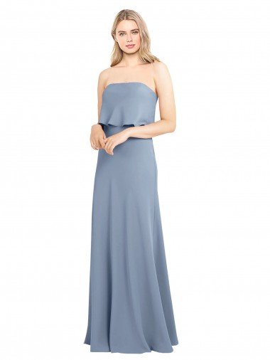Cheap High Neck Sheath Sleeveless Stretch Formal Crepe Bridesmaid Dress / Prom Dress