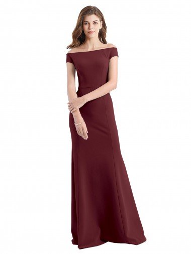 Cheap Off the Shoulder Fit and Flare Stretch Crepe Bridesmaid Dress / Prom Dress