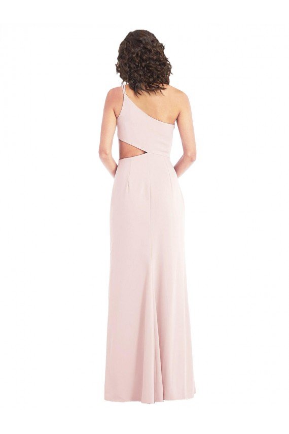 Flirty One Shoulder Midriff Cutout Maxi Formal Crepe Bridesmaid Dress / Prom Dress