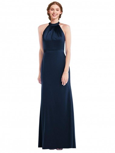 Cheap High Neck Open Back Long Maxi Bridesmaid Dress / Prom Dress
