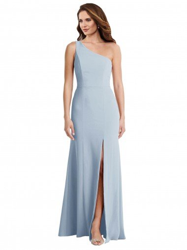 Cheap Bold One Shoulder Trumpet Maxi Formal Crepe Bridesmaid Dress / Prom Dress