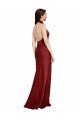 Backless Halter Long Formal Stretch Satin Bridesmaid Dress / Prom Dress