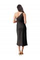 Sleek One Shoulder Midi Length Short Cocktail Formal Stretch Satin Slip Bridesmaid Dress / Prom Dress