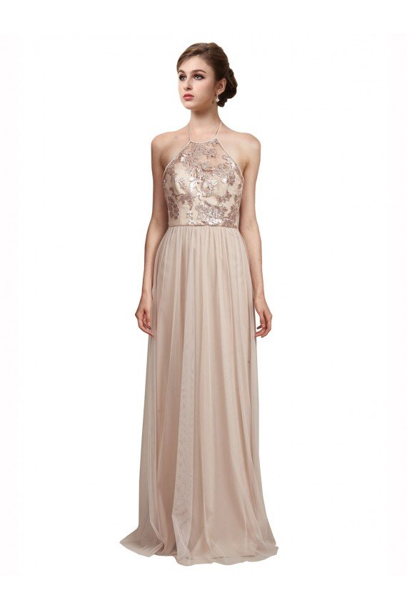 Sweetheart Tulle Bridesmaid Dress with High Neck Illusion Bodice