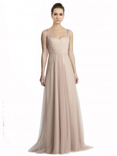 Cheap Sweetheart A-Line Tulle Draped Bridesmaid Dress