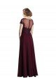 Full Length Beaded and Embroidered Tulle Bodice Long Chiffon Bridesmaid Dress