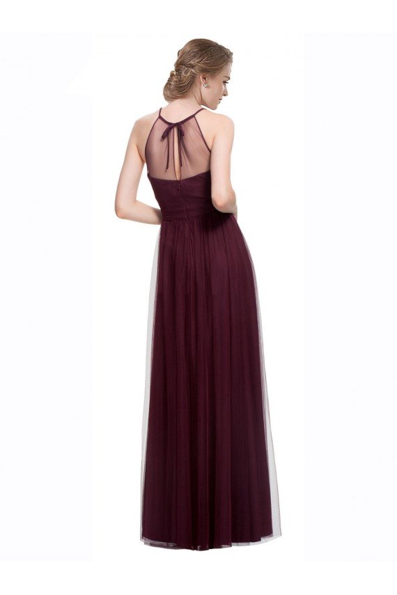Full Length Soft Tulle Spaghetti Strap Bridesmaid Dress