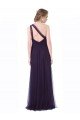 One Shoulder Long Tulle Bridesmaid Gown with Sheer Netting Strap
