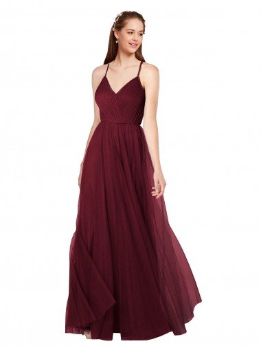 Cheap Beach-inspired Sweetheart Tulle Long Bridesmaid Dress